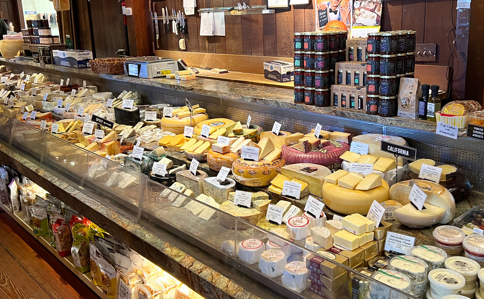 large selection of cheese at V. Sattui