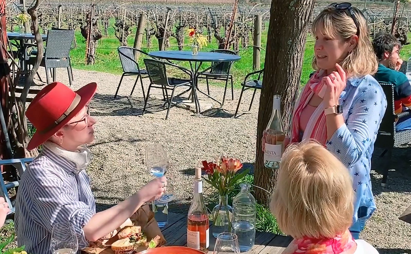 picnic in vineyard with Onesta winemaker Jillian